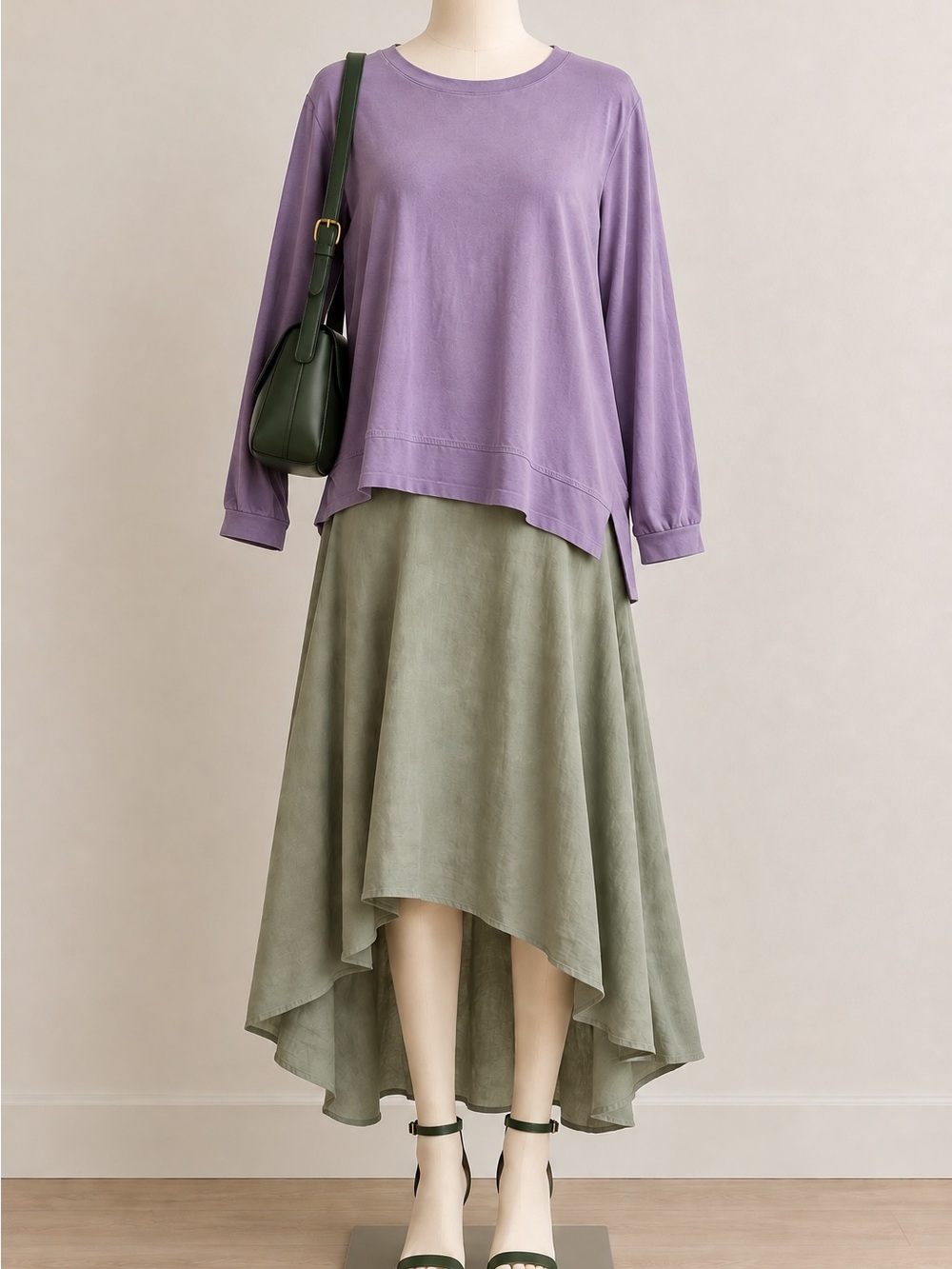 J. Jill Pure Jill Lavender Scoop Neck Long Sleeve Asymmetrical Hem Tunic Sz 3X